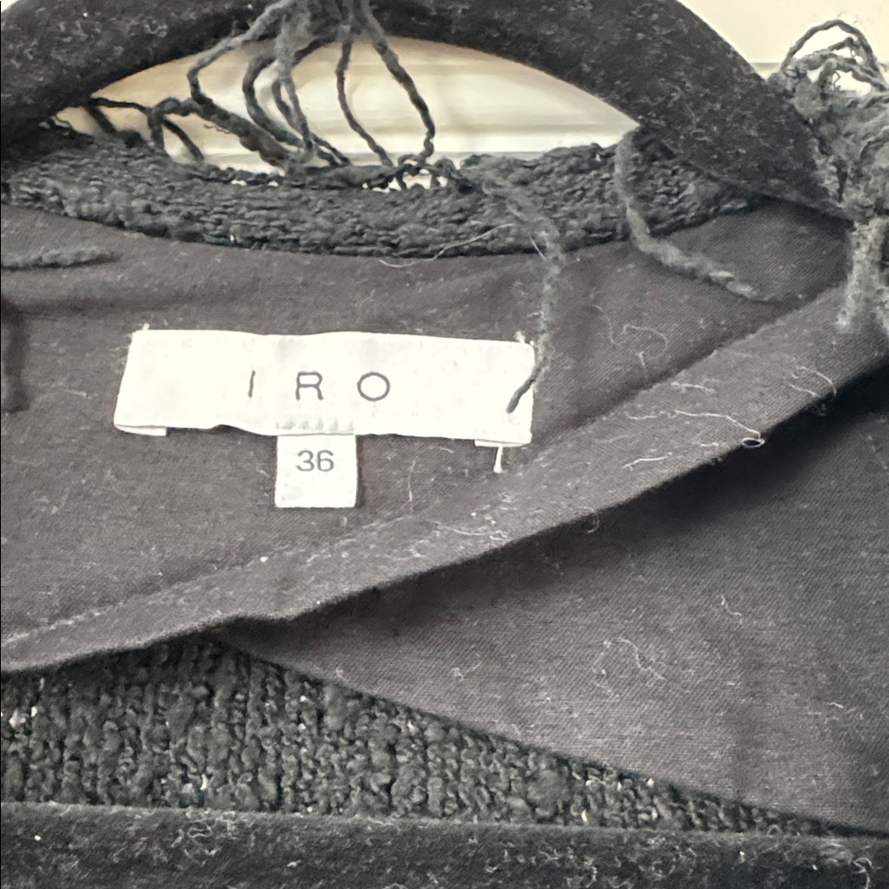 IRO Shavani Boucle Fringe Black Jacket Size 36 (US 4) - Picture 6 of 8